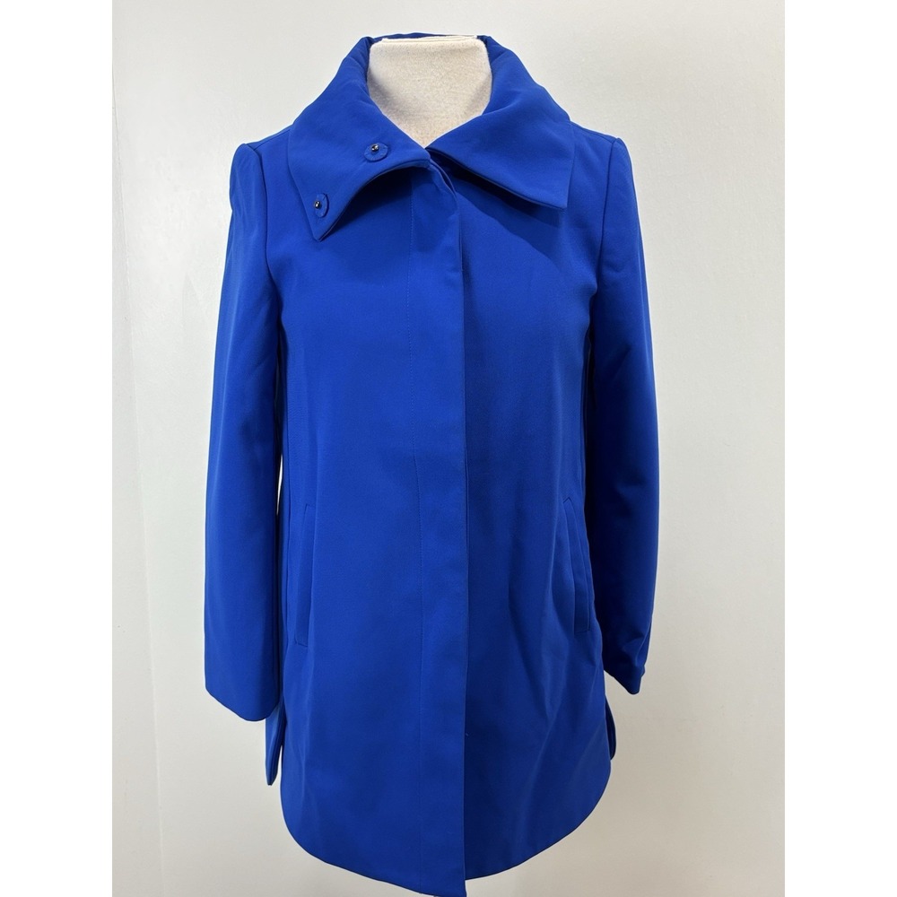 Ann Taylor Mid Length Jacket Women's Ps Petite Blue Lined Classic A-line Retro